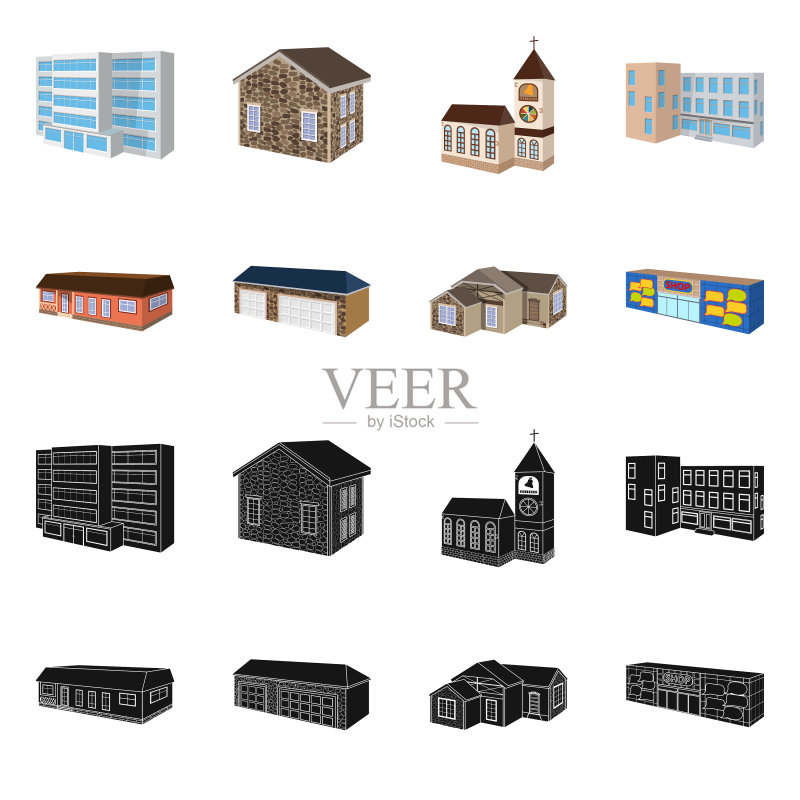 建筑外观和住宅标志图标素材