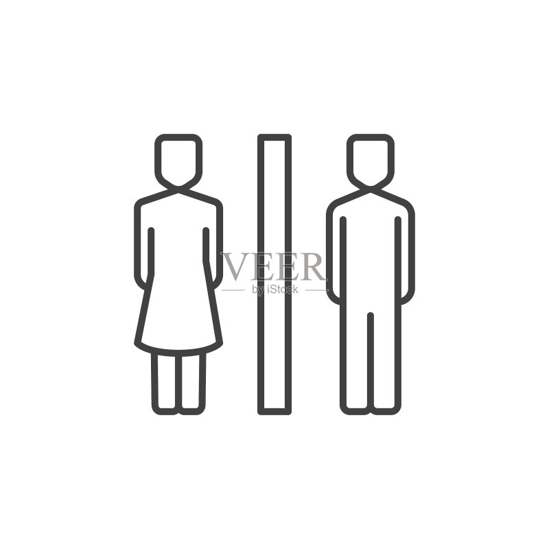 WC线性图标男女卫生间图标素材