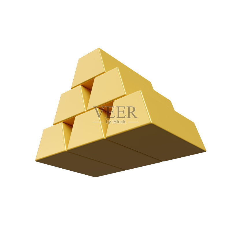 金色条形金字塔左下角3D图标渲染插图图标素材