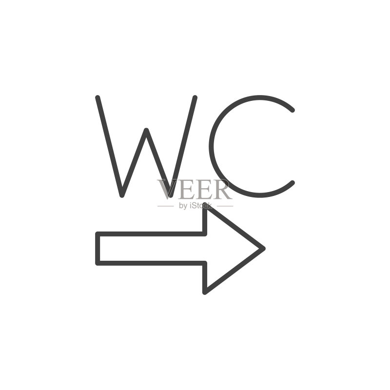 带有箭头的细线WC厕所图标图标素材