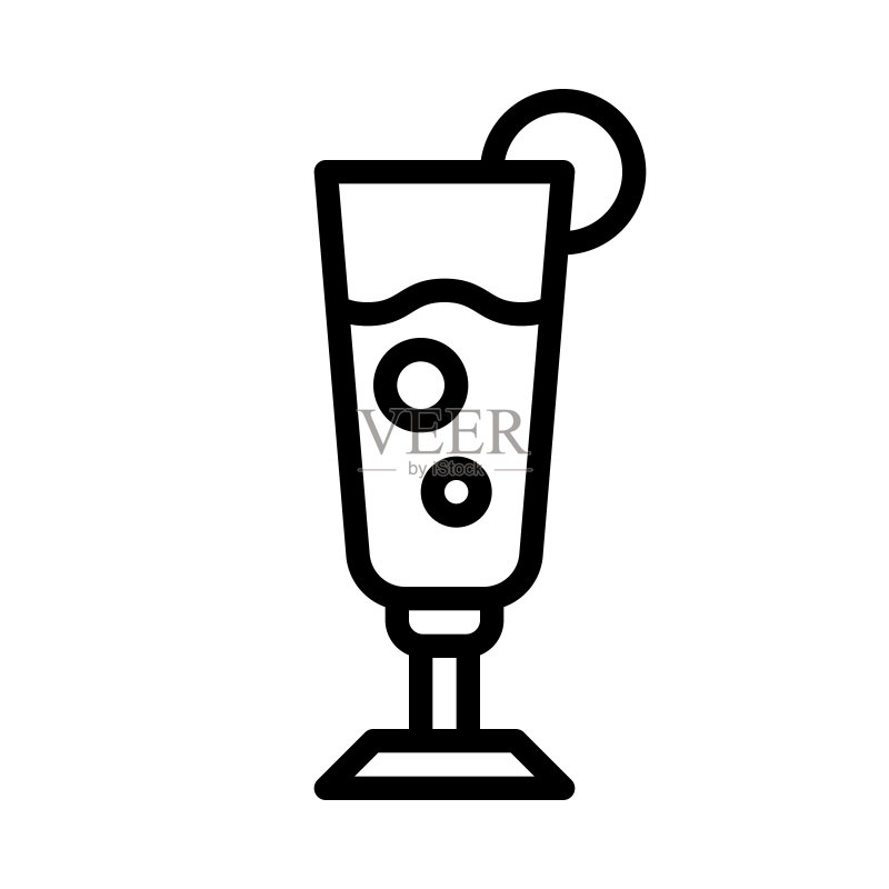 圣诞鸡尾酒菜单线性风格可编辑图标图标素材