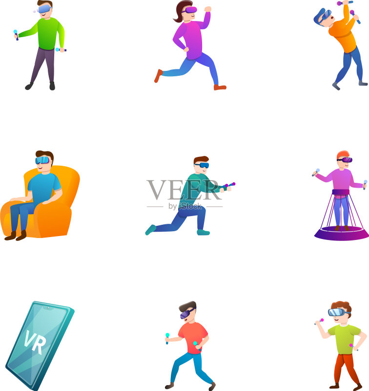 VR头显图标卡通风格合集图标素材