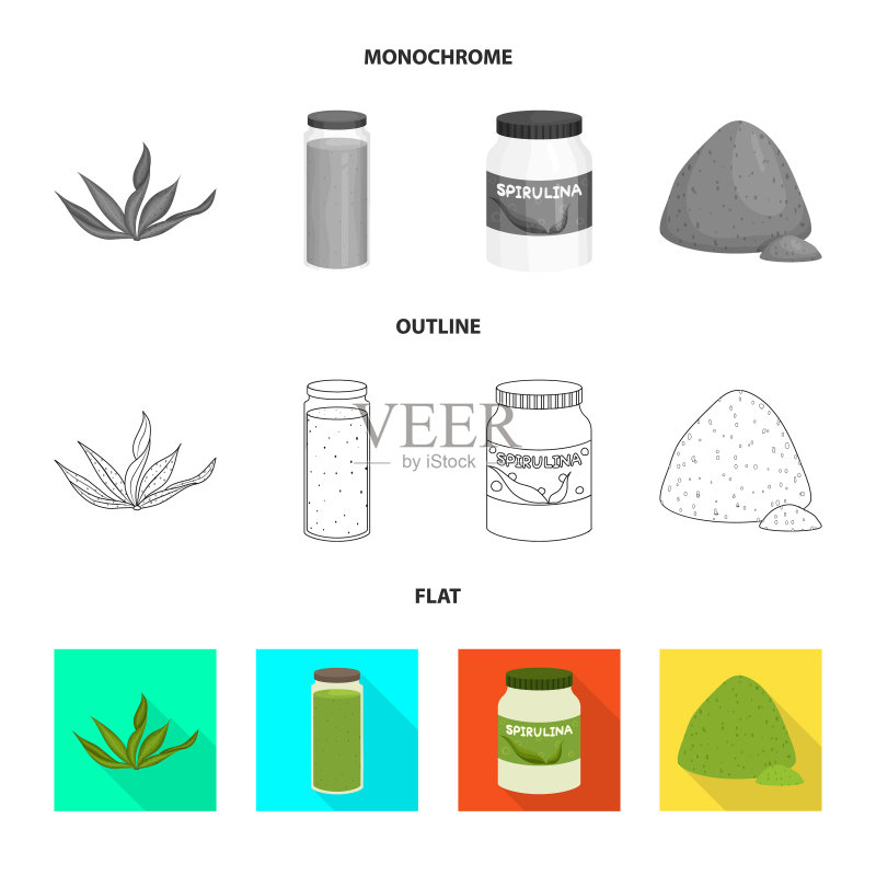 设计蛋白质和海洋符号图标集图标素材