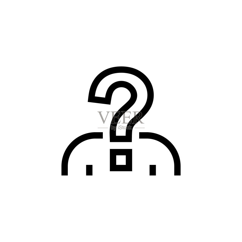 带有问号图标的用户个人资料。未知用户图标素材