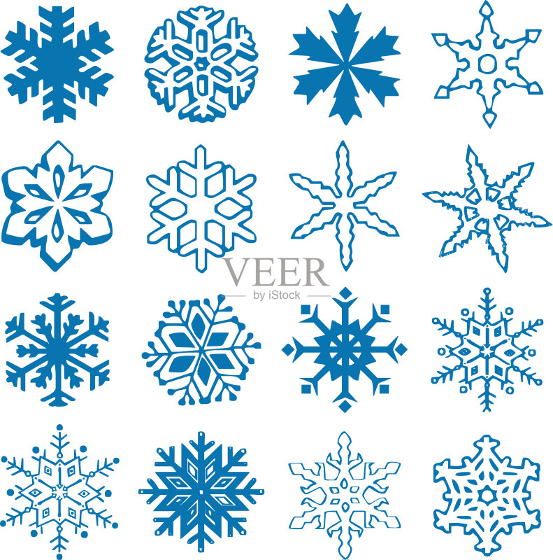 蓝色雪花图标背景合集图标素材