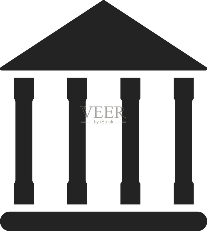 扁平线条银行图标符号Logo模板图标素材
