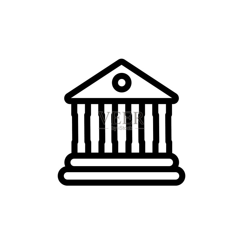 扁平线条银行图标符号Logo模板图标素材