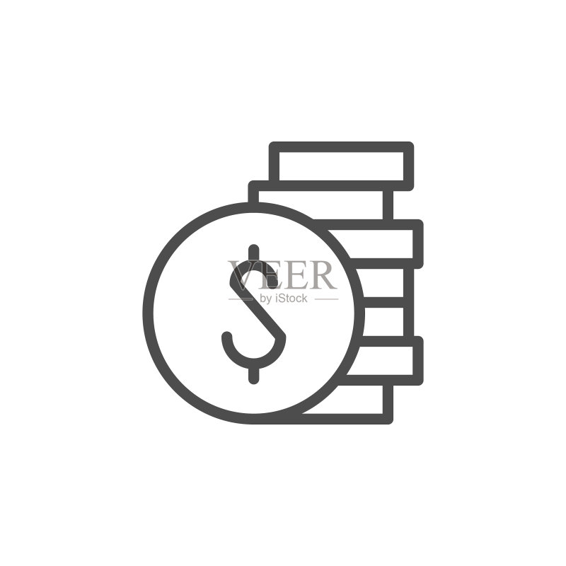 美元硬币图标与金钱概念图标素材