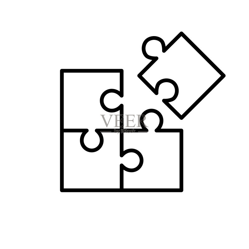 拼图图标,像素完美可编辑描边线条图标素材