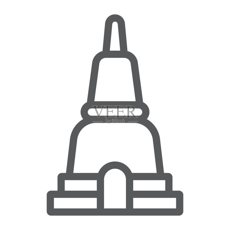 泰国佛塔线条图标,亚洲建筑图标素材