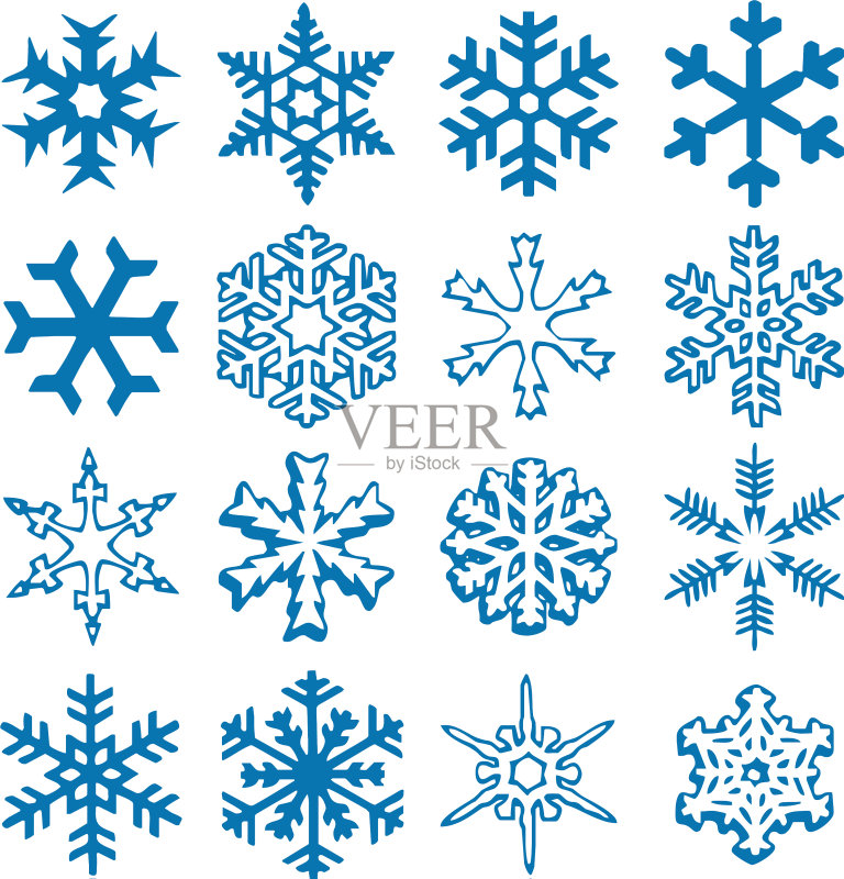 蓝色雪花图标背景合集图标素材
