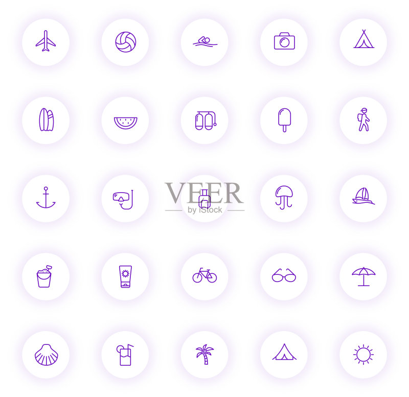 紫色夏季轮廓图标图标素材