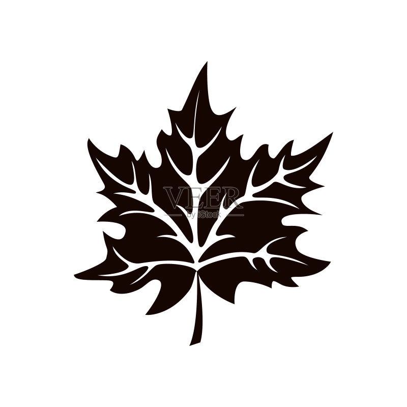 白色背景上的秋叶轮廓图标素材