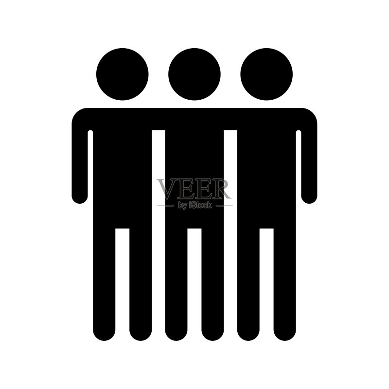 三个男人的剪影。商业图标。矢量图。图标素材