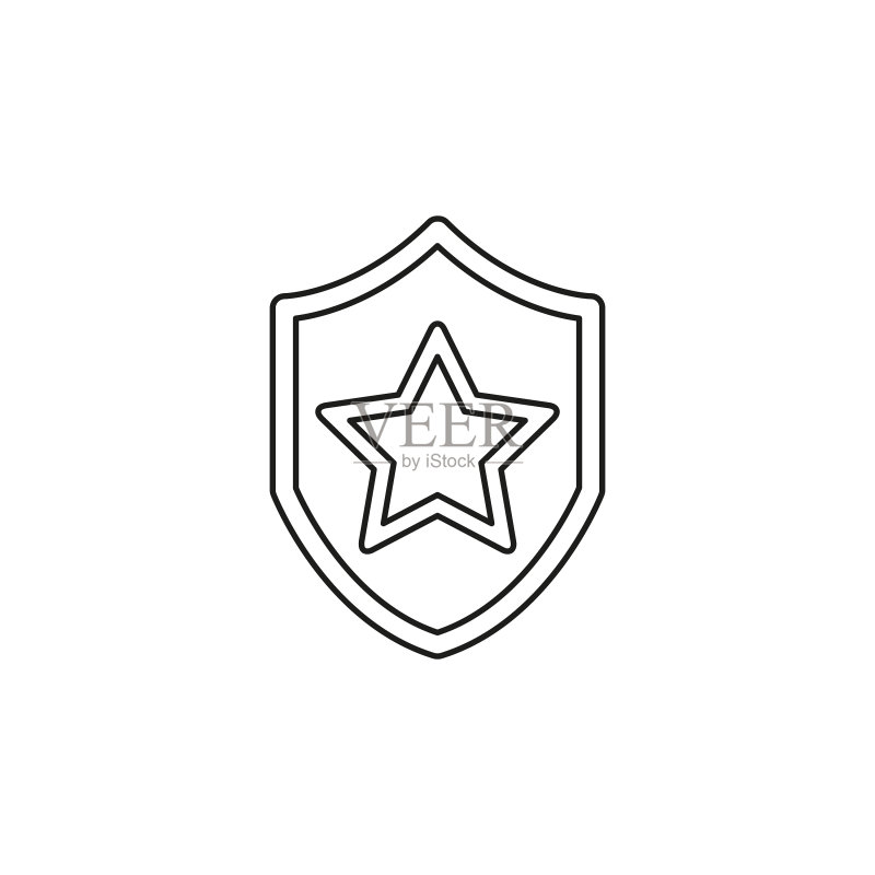 带星徽的安全盾牌图标素材