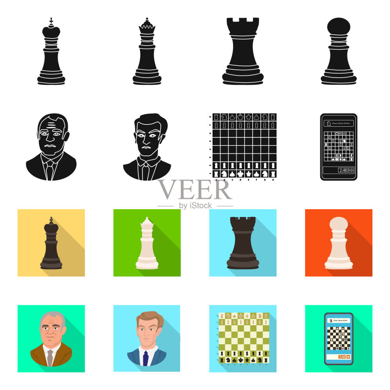 将死棋与细线条标志设计图标素材