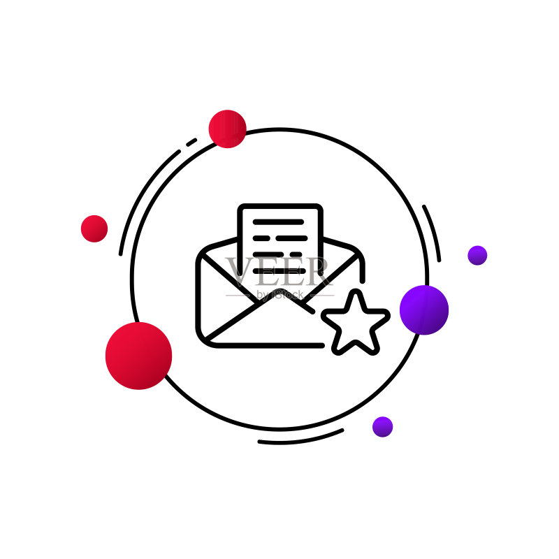 邮件图标:创建和发送信件,信件保护,信件更改,重要信件,远程通信概念,电子邮件地址,单线风格图标素材