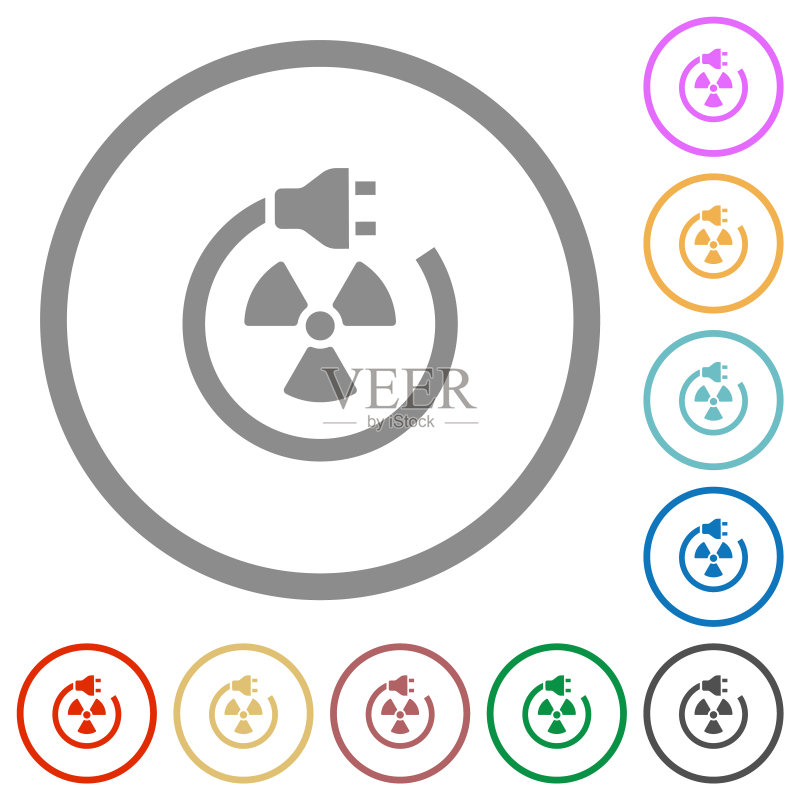 带轮廓线的扁平核能图标图标素材