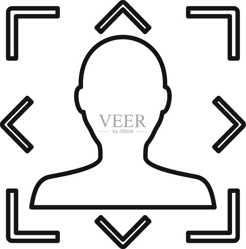 现代人脸识别图标轮廓样式图标素材