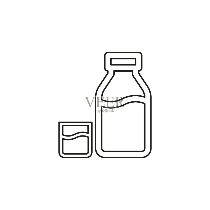 牛奶瓶和玻璃杯图标素材