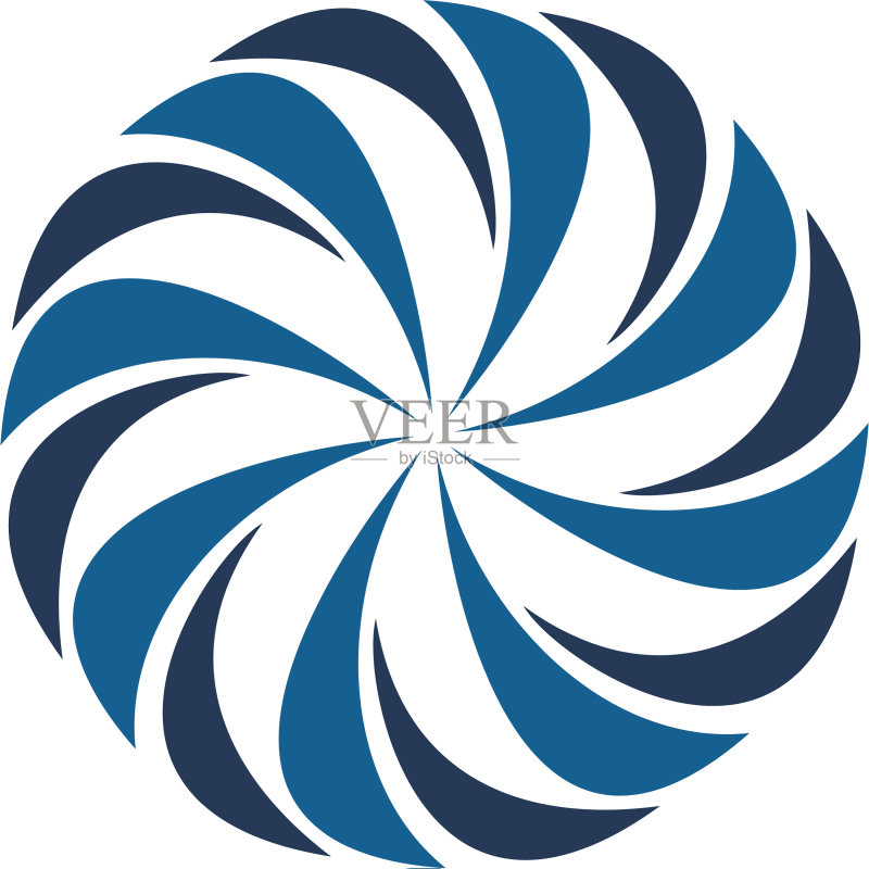 圆形蓝色花朵logo模板设计图标素材