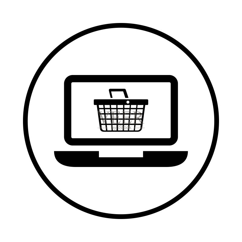 购买,在线购物篮图标。黑色矢量图形图标素材