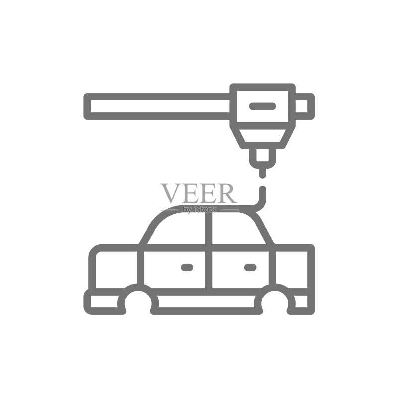 3D打印汽车零件工业打印机线条图标素材
