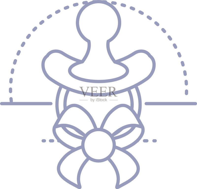 带有奶嘴宝贝的可爱蝴蝶结彩带图标素材