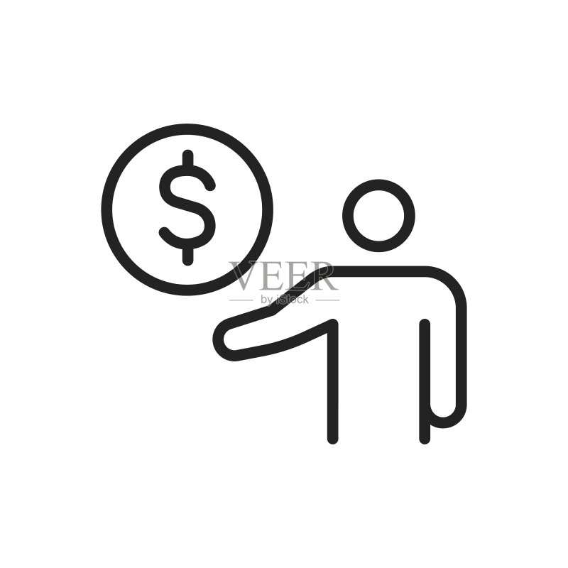商务人士与团队合作线性网页图标图标素材