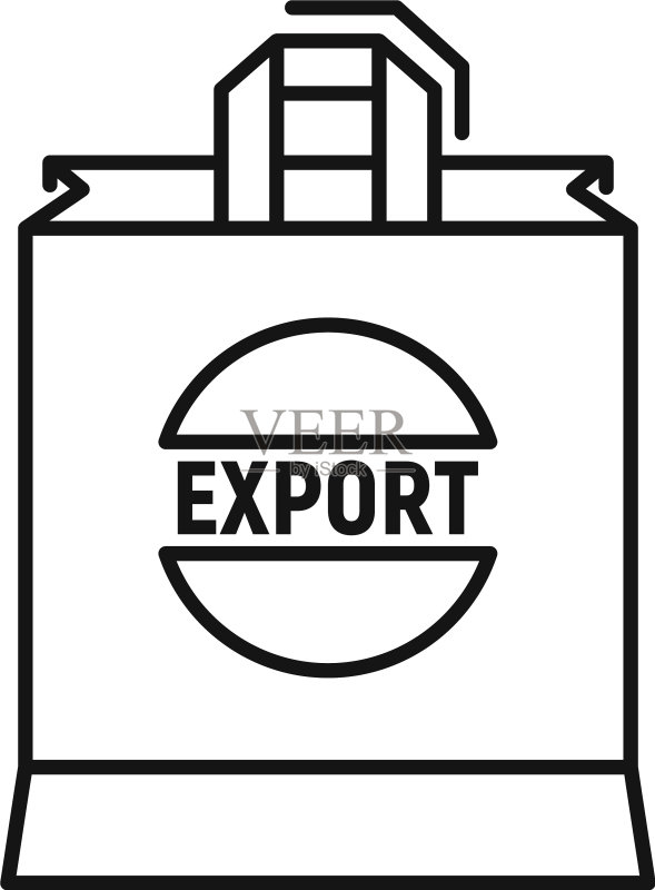 环保手提袋轮廓图标图标素材