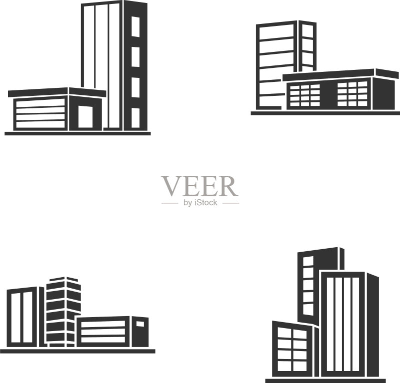 现代城市天际线LOGO设计模板套装图标素材