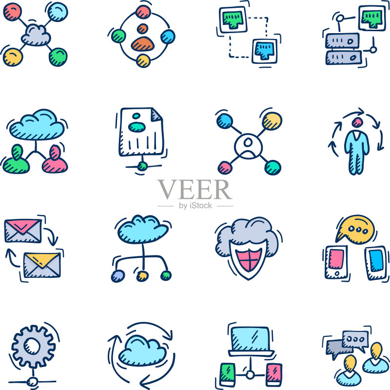 通信网络和Web托管图标素材