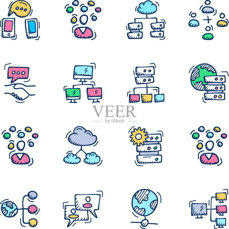 通信网络和Web托管图标素材