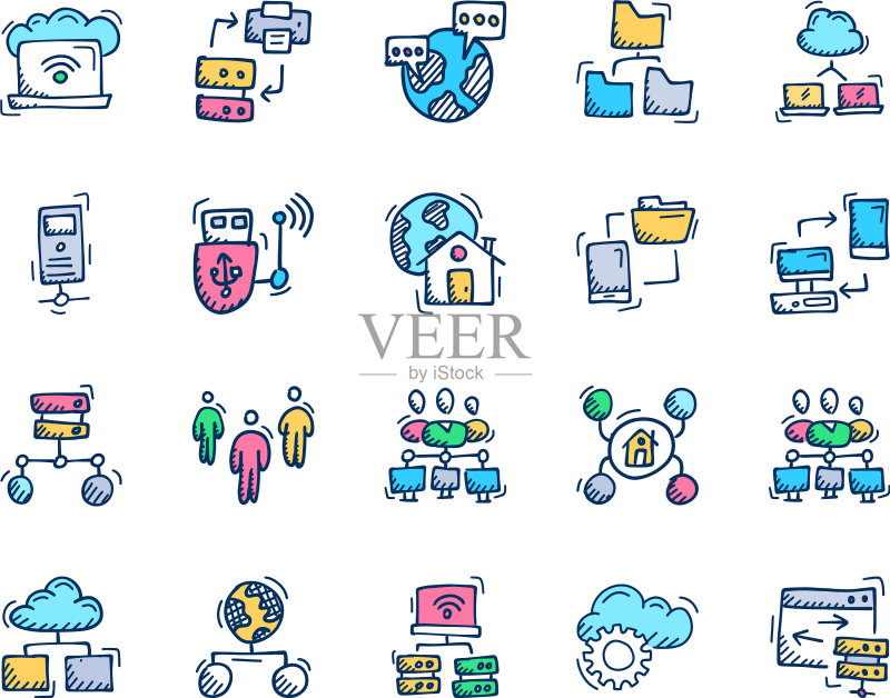 通信网络和Web托管图标素材