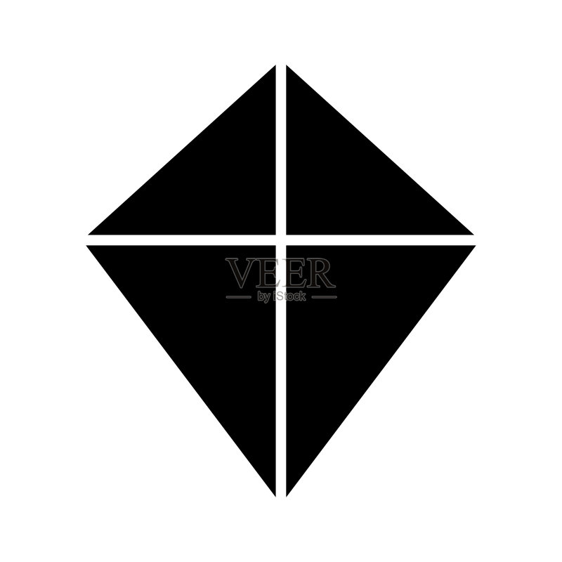风筝图标:户外爱好活动标志,风力空气游戏矢量插画图标素材