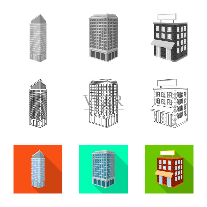 建筑和建筑图标素材