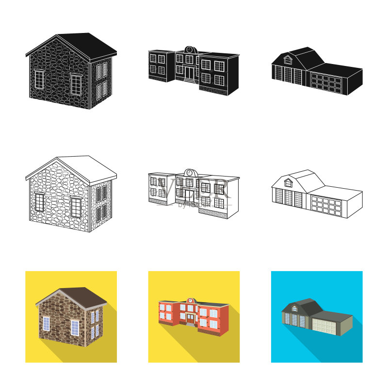 建筑外观和住房符号图标素材
