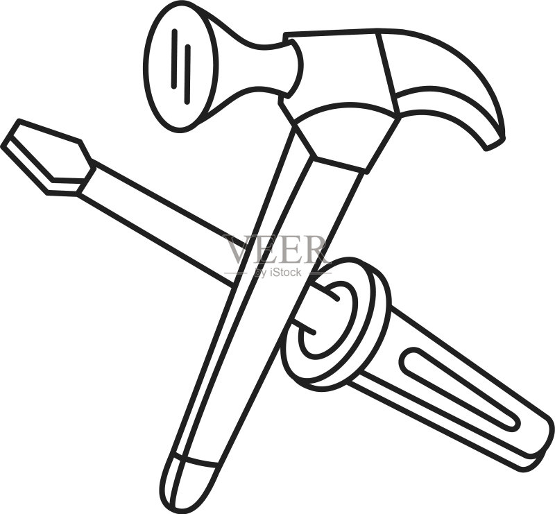 带螺丝刀的锤子工具图标图标素材