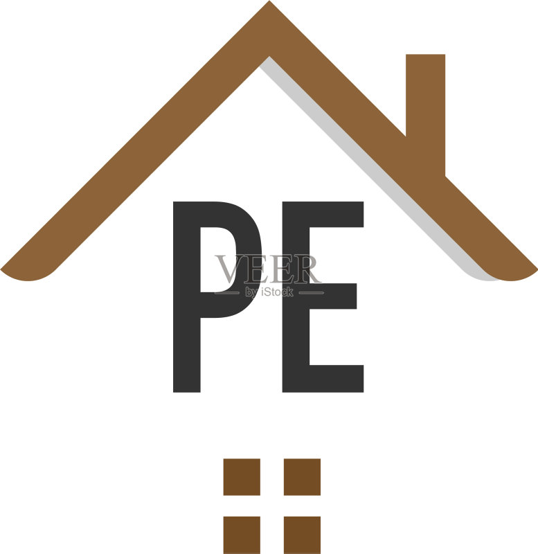 字母PE建筑标志设计模板图标素材