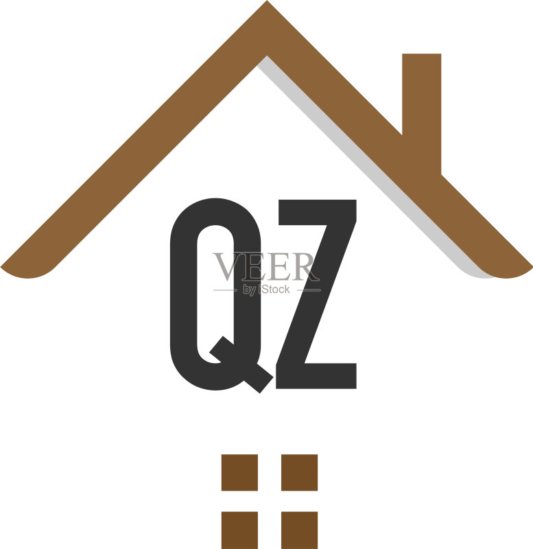 字母QZ建筑Logo设计模板图标素材