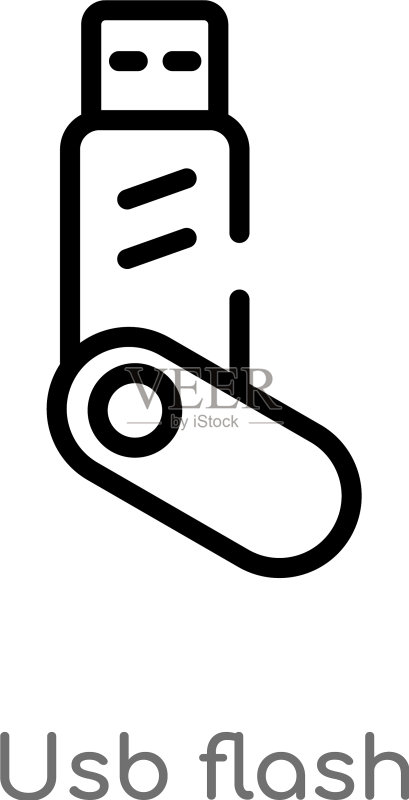 黑色简约线条USB闪存图标图标素材