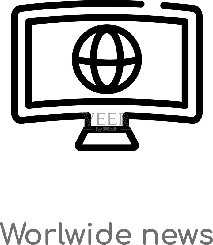 黑色简约线条全球新闻图标图标素材
