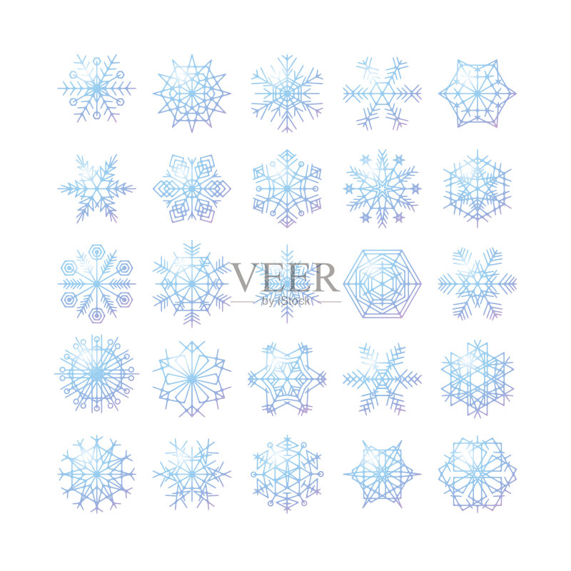 蓝色雪花冬季图标合集图标素材