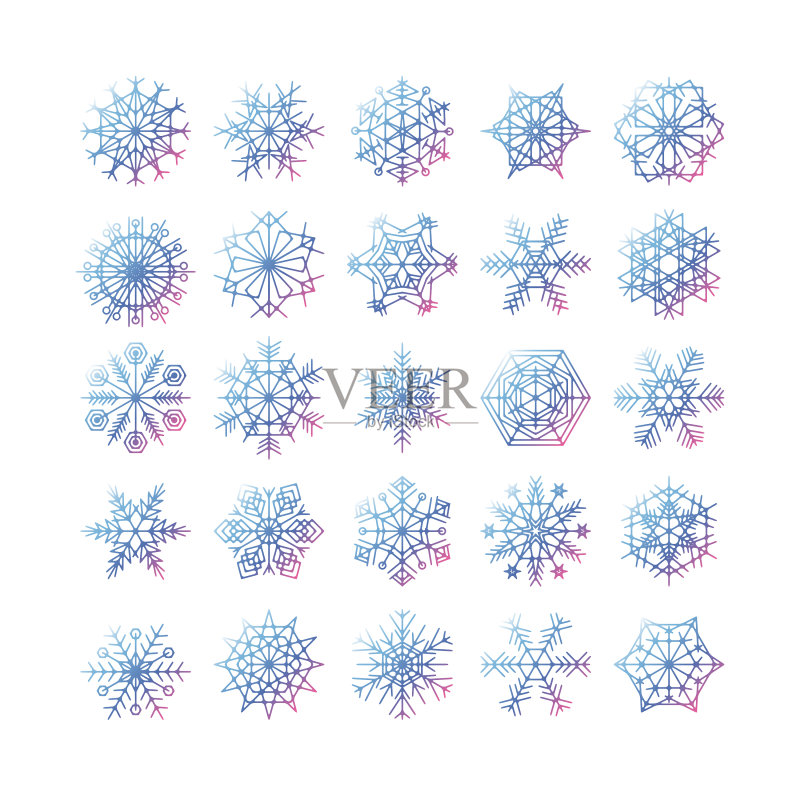 蓝色雪花冬季图标合集图标素材