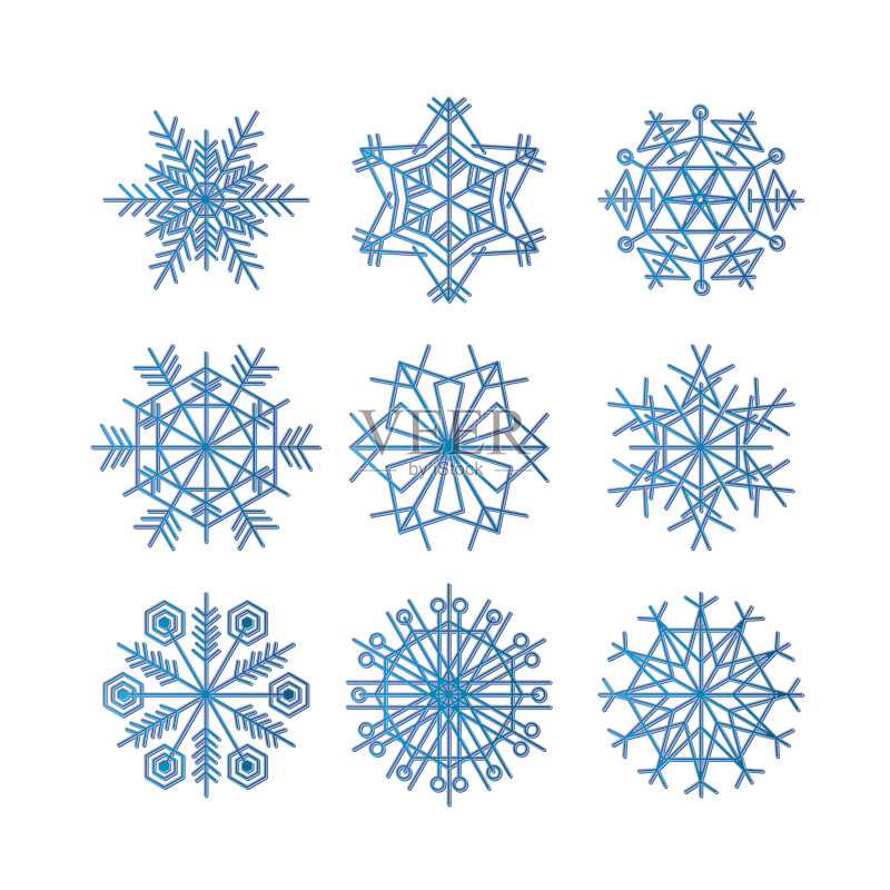 蓝色雪花冬季图标合集图标素材