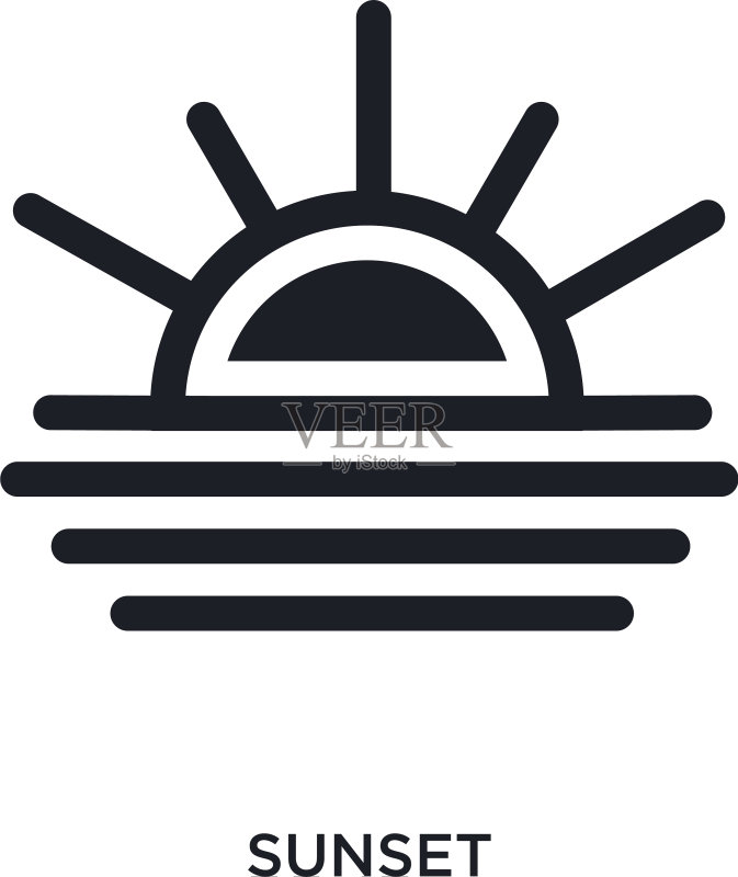 黑色日落独立图标图标素材