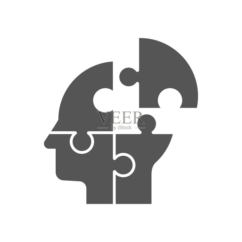拼图形状的头部商业概念设计图标素材