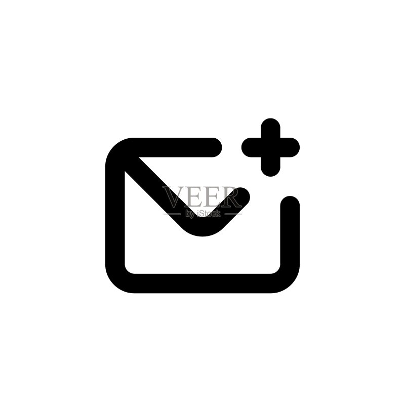 添加消息。带有通知的添加消息图标。带有加号消息的信封。矢量EPS 10图标素材