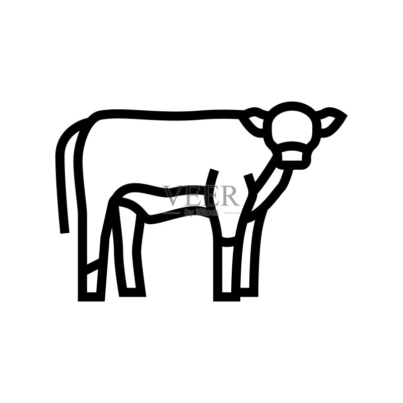 家畜小牛线条图标矢量插画图标素材