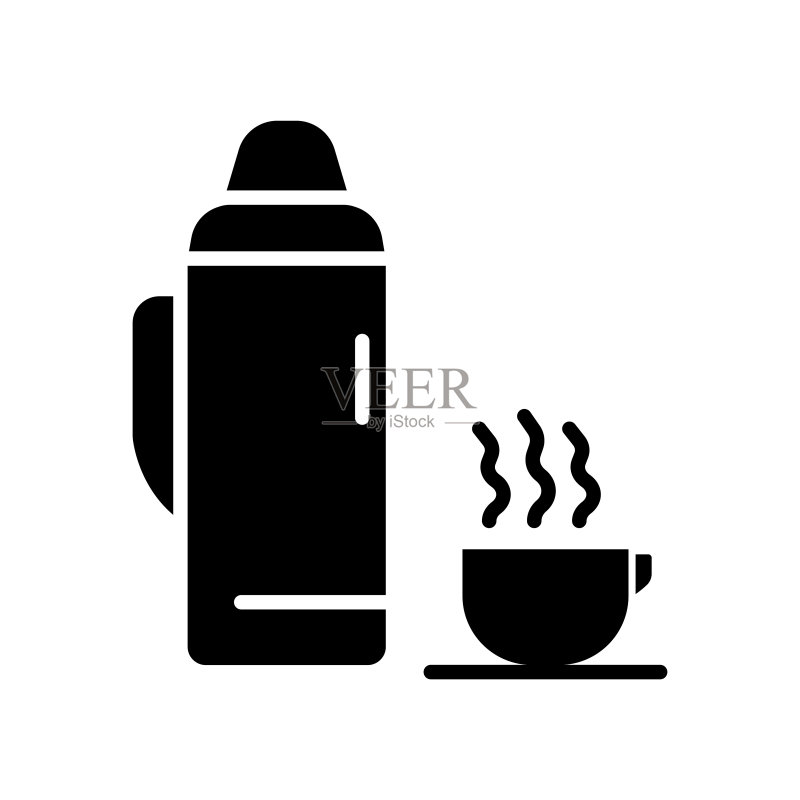 热水瓶和咖啡杯图标矢量图。热饮。实体图标样式,字形。简单的可编辑设计。简单的设计图图标素材
